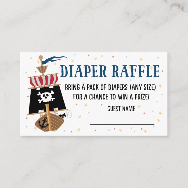 Recepción Tarjeta Raffle de pañal pirata de Baby Shower Cute (Anverso)