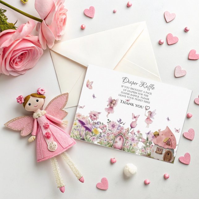 Recepción Tarjeta Raffle de pañales de hadas rosadas para Ba (Subido por el creador)