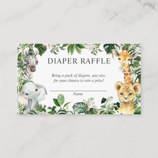 Recepción Tarjeta Raffle de pañales de papel para animales d (Anverso)