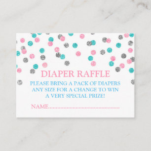 Recepción Tarjeta Raffle de pañales de puntos rosados de pla