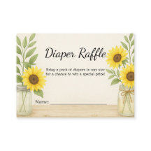 Tarjeta Raffle de pañales rústicos de girasol y sa