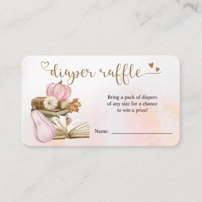 Recepción Tarjeta Raffle del pañal de calabaza rosa tema del (Anverso)