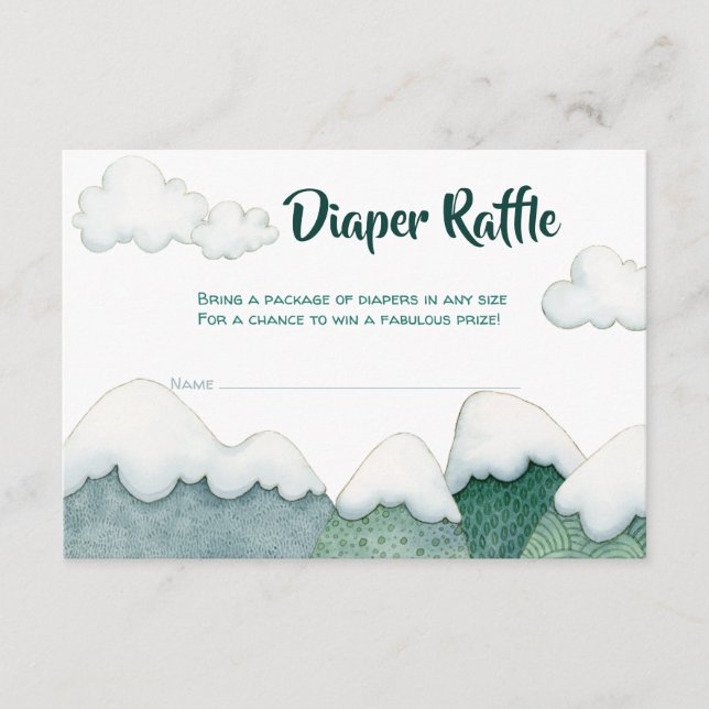 Recepción Tarjeta Raffle Diaper de Mountain Adventures (Anverso)