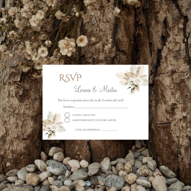 Recepción Tarjeta RSVP Boho de boda española (Subido por el creador)
