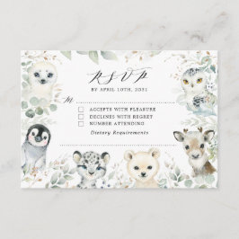 Recepción Tarjeta RSVP de Baby Shower para animales del Árti