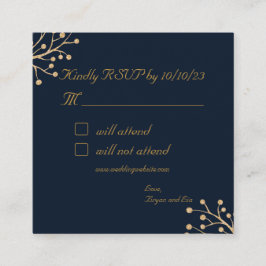 Recepción Tarjeta RSVP de boda con estilo naval y oro elegan