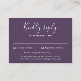 Recepción Tarjeta RSVP de boda de escritura moderna con pres