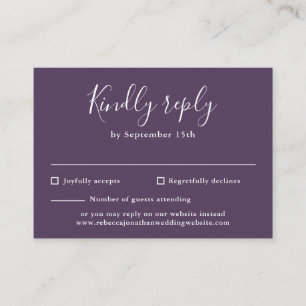 Recepción Tarjeta RSVP de boda de escritura moderna con pres
