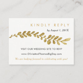 Recepción Tarjeta RSVP de Boda de Faux Gold Editable en Colo