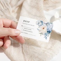 Tarjeta RSVP de boda de Flores azules y blancas