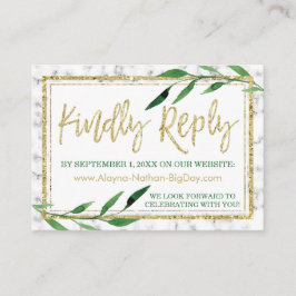 Recepción Tarjeta RSVP de Boda de Mármol Dorada, vegetación