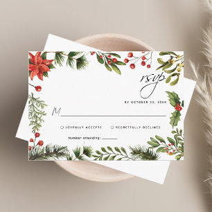 Recepción Tarjeta RSVP de Boda de vacaciones de Eucalyptus d