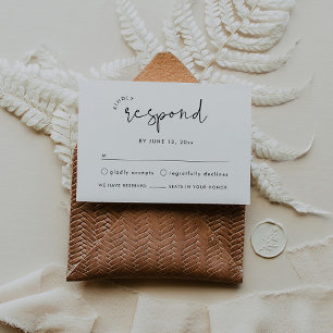 Recepción Tarjeta RSVP de boda elegante moderna