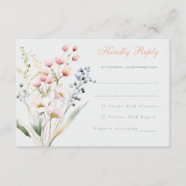 Recepción Tarjeta RSVP de Boda floral Romántica pastel