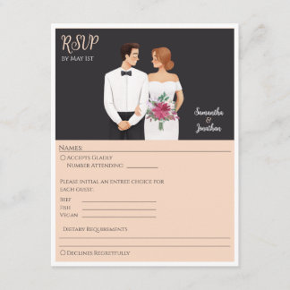 Recepción Tarjeta RSVP de boda moderna para personalizado