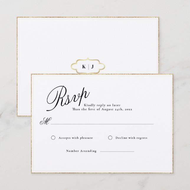 RECEPCIÓN TARJETA RSVP DE BODA MODERNA Y ROMÁNTICA (Anverso / Reverso)