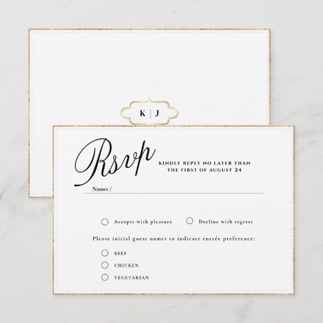 RECEPCIÓN TARJETA RSVP DE BODA MODERNA Y ROMÁNTICA (Anverso / Reverso)