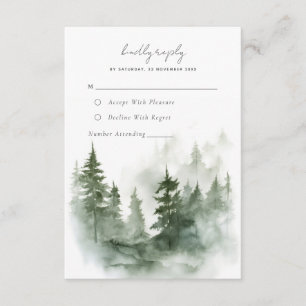Recepción Tarjeta RSVP de boda romántica de bosque verde
