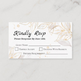 Recepción Tarjeta RSVP de boda rural con hoja de oro geométr