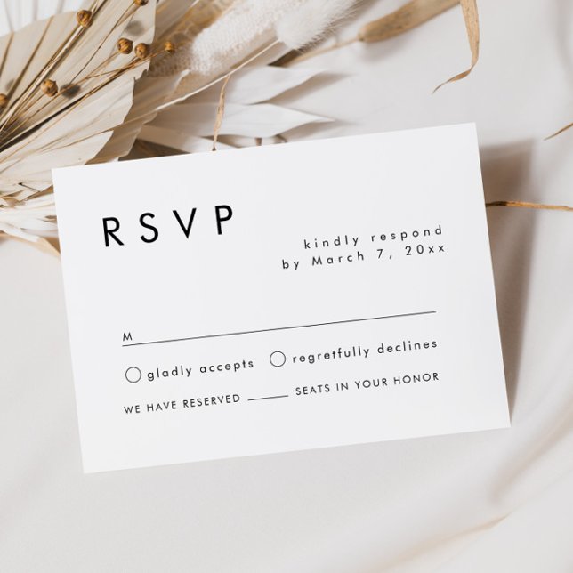 Recepción Tarjeta RSVP de boda simple moderna (Subido por el creador)