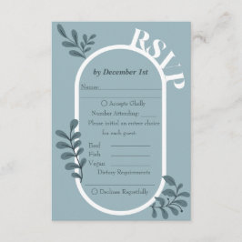 Recepción Tarjeta RSVP de boda simple Rococo Blue