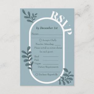 Recepción Tarjeta RSVP de boda simple Rococo Blue