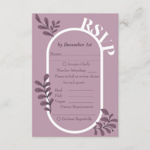 Recepción Tarjeta RSVP de boda simple rosa Rococo