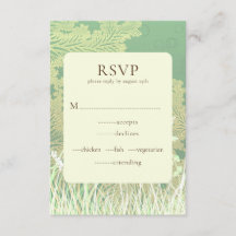 Tarjeta RSVP de bodas verdes del paisaje del campo