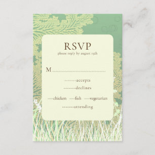 Recepción Tarjeta RSVP de bodas verdes del paisaje del campo
