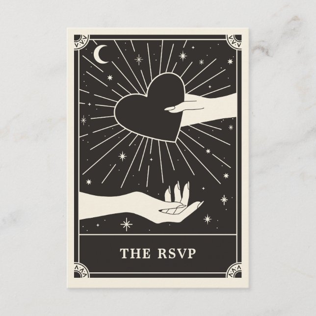 Recepción Tarjeta RSVP de Boho Tarot Boda Celestial (Anverso)