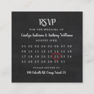 Recepción Tarjeta RSVP de calendario de tablero de cambios m