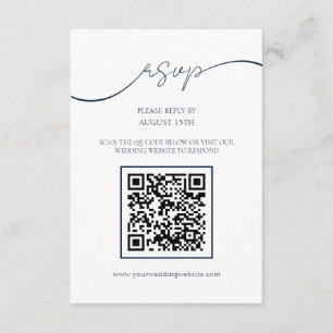 Recepción Tarjeta RSVP de casamiento de código QR azul de la