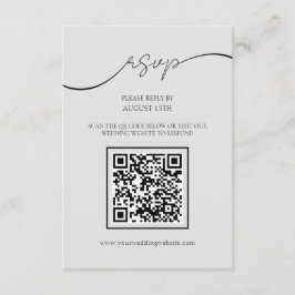 Recepción Tarjeta RSVP de casamiento de código QR gris claro
