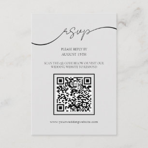 Recepción Tarjeta RSVP de casamiento de código QR gris claro