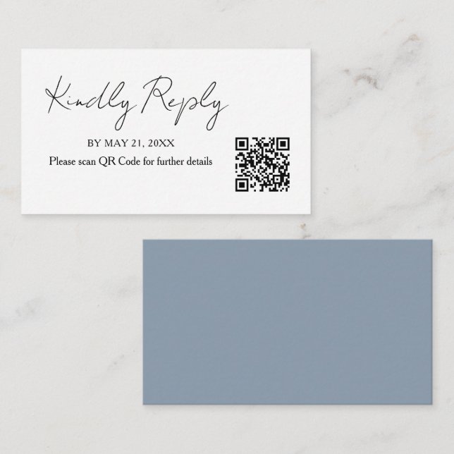 Recepción Tarjeta RSVP de código QR del Boda de escritura a  (Anverso / Reverso)