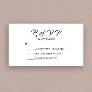 Recepción Tarjeta RSVP de color blanco negro Boda de moda