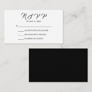 Recepción Tarjeta RSVP de color blanco negro Boda de moda
