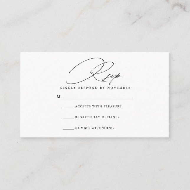 Recepción Tarjeta RSVP de guión moderno (Anverso)