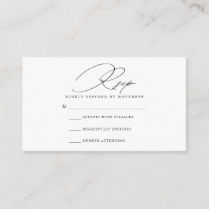 Recepción Tarjeta RSVP de guión moderno