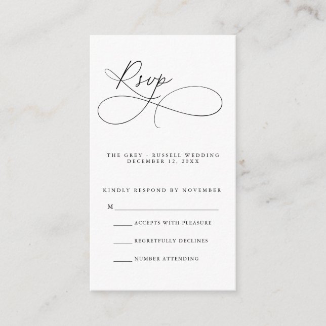 Recepción Tarjeta RSVP de guión moderno (Anverso)