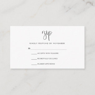 Recepción Tarjeta RSVP de guión moderno