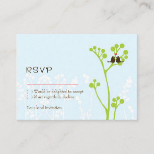 Recepción Tarjeta RSVP de Lovebirds (Azul Polvo)