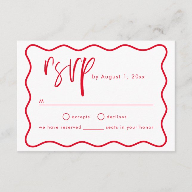 Recepción Tarjeta RSVP de marco ondulado retro negrita (Anverso)