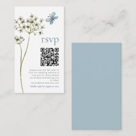 Recepción Tarjeta RSVP de mariposa Flor silvestre QR Boda az