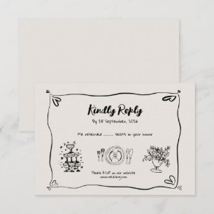 Recepción Tarjeta RSVP de matrimonio caprichoso