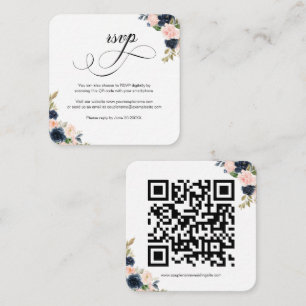 Recepción Tarjeta RSVP de matrimonio con código QR floral ro