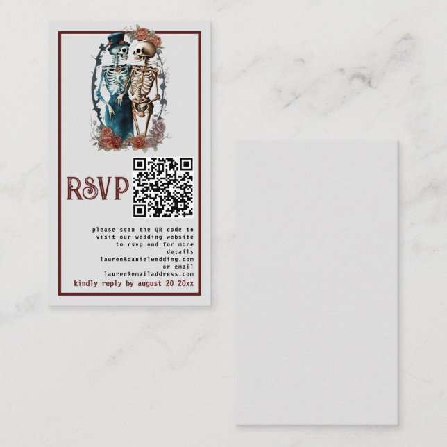 Recepción Tarjeta RSVP de matrimonio de matrimonio con esque (Anverso / Reverso)