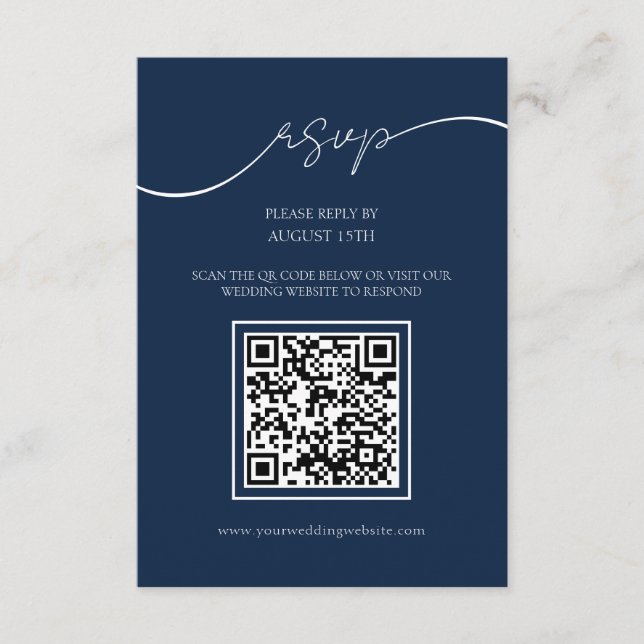 Recepción Tarjeta RSVP de matrimonio simple y elegante azul  (Anverso)