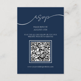 Recepción Tarjeta RSVP de matrimonio simple y elegante azul 