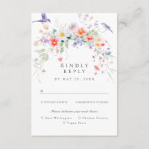 Tarjeta RSVP de opciones de carne de primavera de 